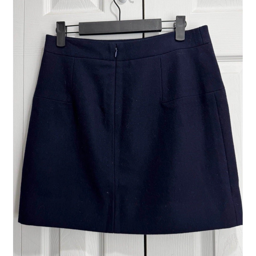 J.Crew Double Serge Wool Mini Skirt Women's 4 Deep Navy Pull-On Back Zip Classic - Picture 3 of 9